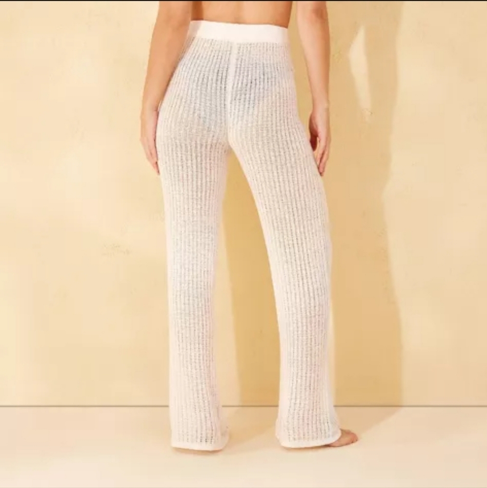 Shade & Shore Cover-up Pants Womens XL Cream Crochet NEW - Picture 3 of 9